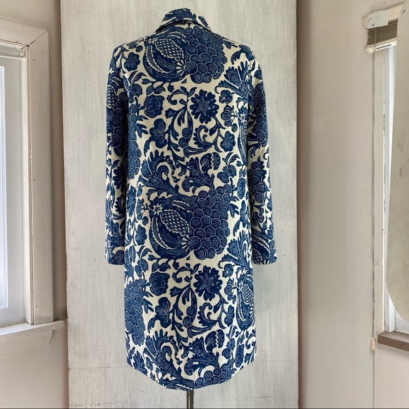 SOLD $$$  J. McLaughlin blue floral cotton coat NEW - Picture 3 of 10